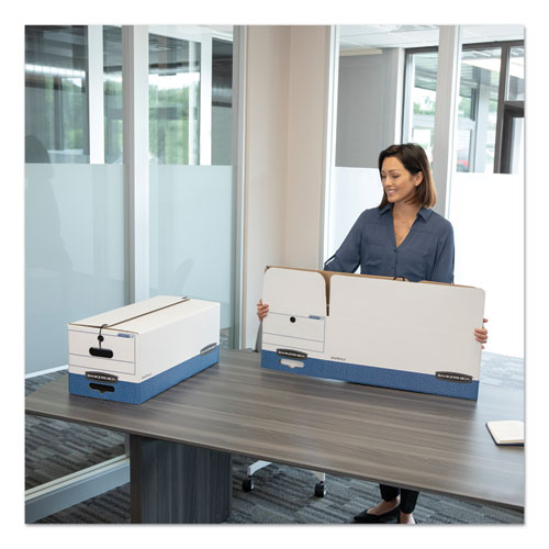 Image of Bankers Box® Liberty Heavy-Duty Strength Storage Boxes, Letter Files, 12.25" X 24.13" X 10.75", White/blue, 12/carton