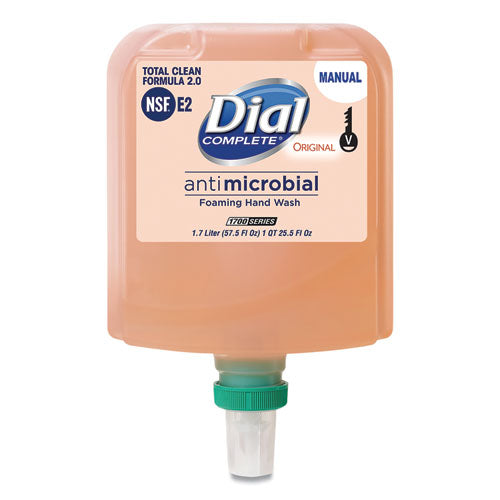 Image of Dial® Professional Antibacterial Foaming Hand Wash Refill for 1700 V Dispenser, Original Scent, 1.7 L, 3/Carton