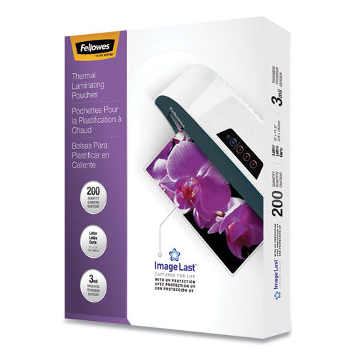 Image of Fellowes® Imagelast Laminating Pouches With Uv Protection, 3 Mil, 9" X 11.5", Clear, 200/pack