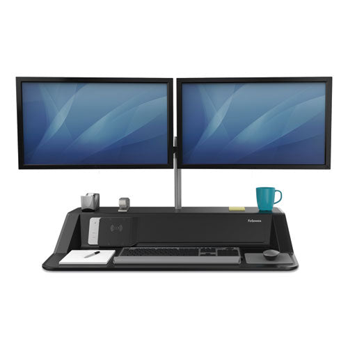 Image of Fellowes® Lotus Dx Sit-Stand Workstation, 32.75" X 24.25" X 5.5" To 22.5", Black