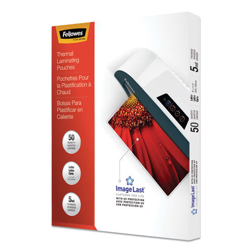 Image of Fellowes® Imagelast Laminating Pouches With Uv Protection, 5 Mil, 9" X 11.5", Clear, 50/pack