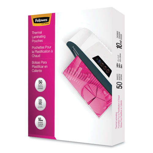 Image of Fellowes® Laminating Pouches, 10 Mil, 9" X 11.5", Gloss Clear, 50/pack