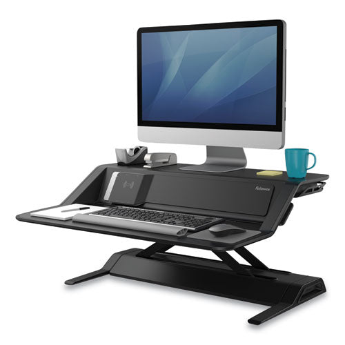 Image of Fellowes® Lotus Dx Sit-Stand Workstation, 32.75" X 24.25" X 5.5" To 22.5", Black