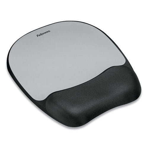Image of Fellowes® Memory Foam Mouse Pad with Wrist Rest, 7.93 x 9.25, Black/Silver