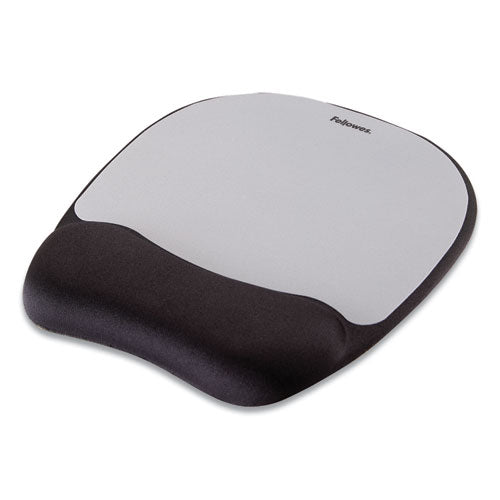 Image of Fellowes® Memory Foam Mouse Pad with Wrist Rest, 7.93 x 9.25, Black/Silver