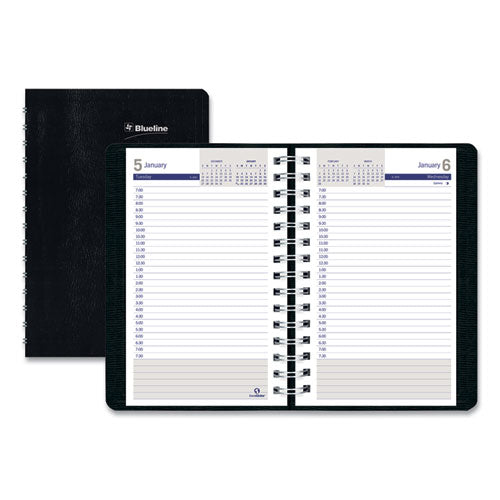 Image of Blueline® DuraGlobe Daily Planner, 30-Minute Appointments, 8 x 5, Black Soft Cover, 12-Month (Jan to Dec): 2025