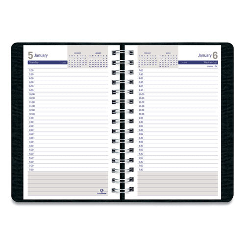 Image of Blueline® DuraGlobe Daily Planner, 30-Minute Appointments, 8 x 5, Black Soft Cover, 12-Month (Jan to Dec): 2025