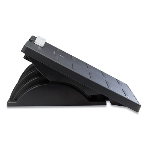Image of Fellowes® Adjustable Locking Footrest with Microban, 17.5w x 13.13d x 4.13 to 5.63h, Black/Silver