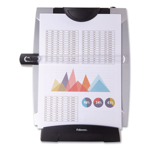 Image of Fellowes® Office Suites Desktop Copyholder With Memo Board, 150 Sheet Capacity, Plastic, Black/silver