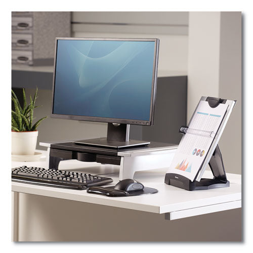 Image of Fellowes® Office Suites Desktop Copyholder With Memo Board, 150 Sheet Capacity, Plastic, Black/silver