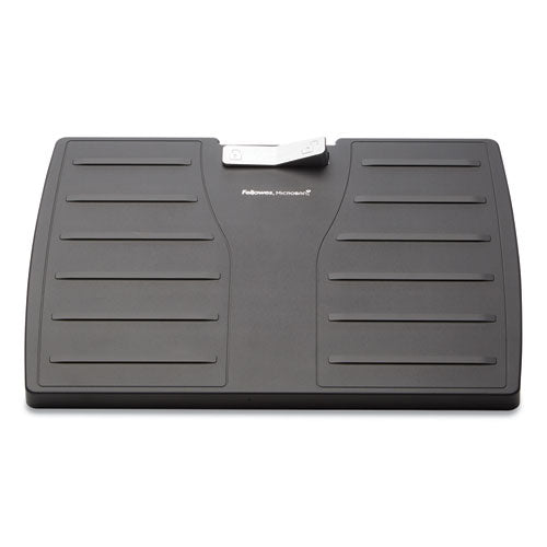 Image of Fellowes® Adjustable Locking Footrest with Microban, 17.5w x 13.13d x 4.13 to 5.63h, Black/Silver