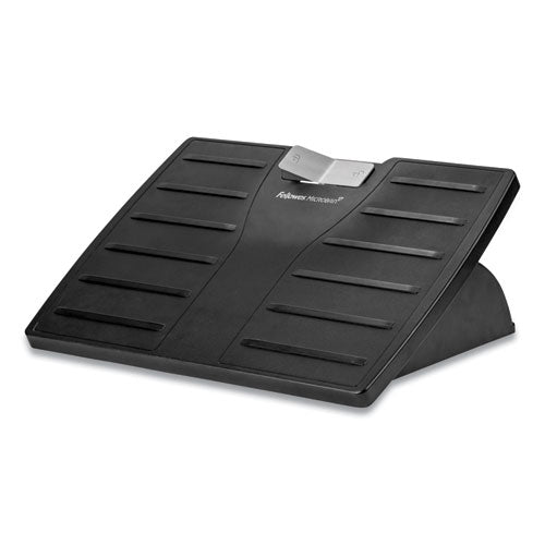 Image of Fellowes® Adjustable Locking Footrest with Microban, 17.5w x 13.13d x 4.13 to 5.63h, Black/Silver