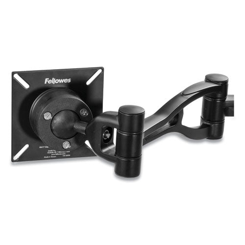 Image of Fellowes® Professional Series Depth Adjustable Dual Monitor Arm, 360 Deg Rotation, 37 Deg Tilt, 360 Deg Pan, Black, Supports 24 Lb