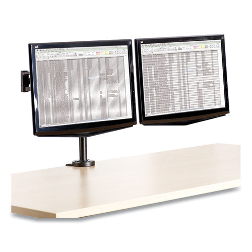 Image of Fellowes® Professional Series Depth Adjustable Dual Monitor Arm, 360 Deg Rotation, 37 Deg Tilt, 360 Deg Pan, Black, Supports 24 Lb