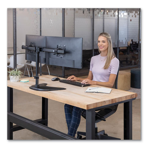 Image of Fellowes® Professional Series Freestanding Dual Horizontal Monitor Arm, For 30" Monitors, 35.75" X 11" X 18.25", Black, Supports 17 Lb