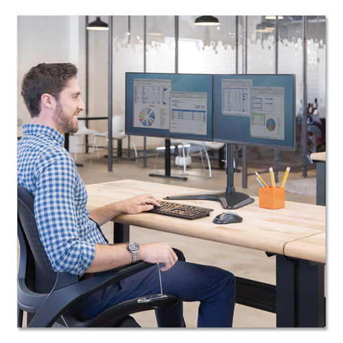 Image of Fellowes® Professional Series Freestanding Dual Horizontal Monitor Arm, For 30" Monitors, 35.75" X 11" X 18.25", Black, Supports 17 Lb