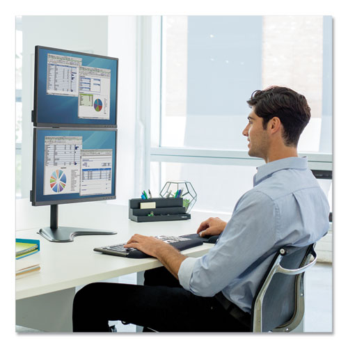 Image of Fellowes® Professional Series Freestanding Dual Stacking Monitor Arm, For 32" Monitors, 15.3" X 35.5" X 11", Black, Supports 17 Lb