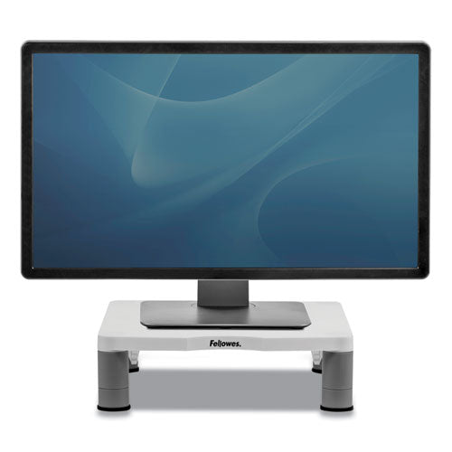Image of Fellowes® Standard Monitor Riser, For 21" Monitors, 13.38" X 13.63" X 2" To 4", Platinum/graphite, Supports 60 Lbs