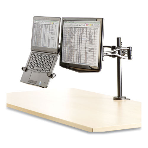 Image of Fellowes® Professional Series Depth Adjustable Dual Monitor Arm, 360 Deg Rotation, 37 Deg Tilt, 360 Deg Pan, Black, Supports 24 Lb
