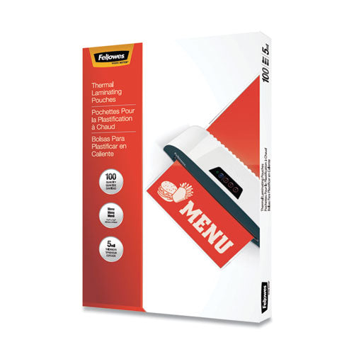 Image of Fellowes® Thermal Laminating Pouches, 5 Mil, 11.5" X 17.5", Matte Clear, 100/pack
