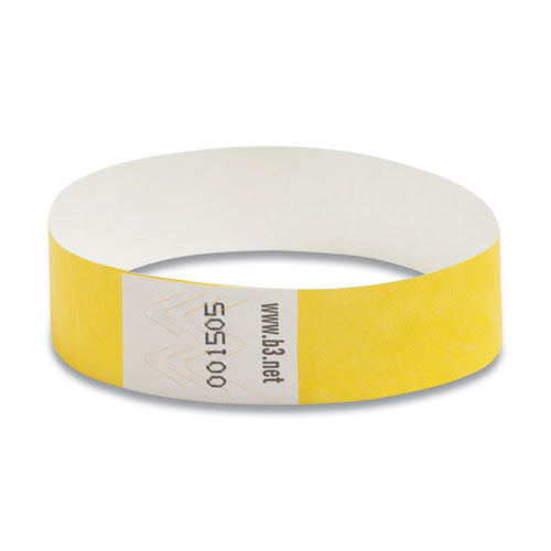 Image of SICURIX® Security Wristbands, Sequentially Numbered, 10" x 0.75", Yellow, 100/Pack