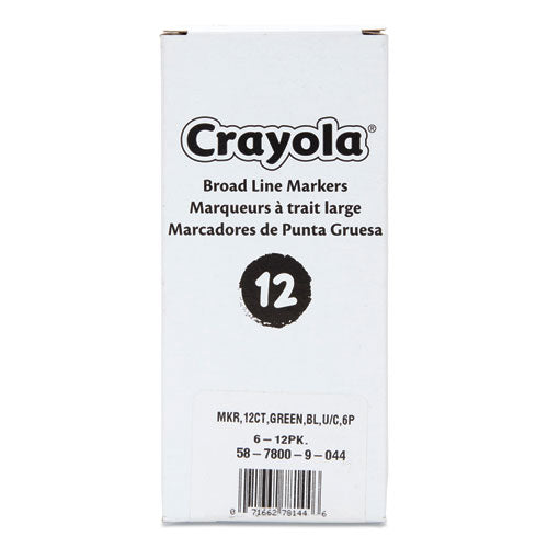 Image of Crayola® Broad Line Washable Markers, Broad Bullet Tip, Green, 12/box
