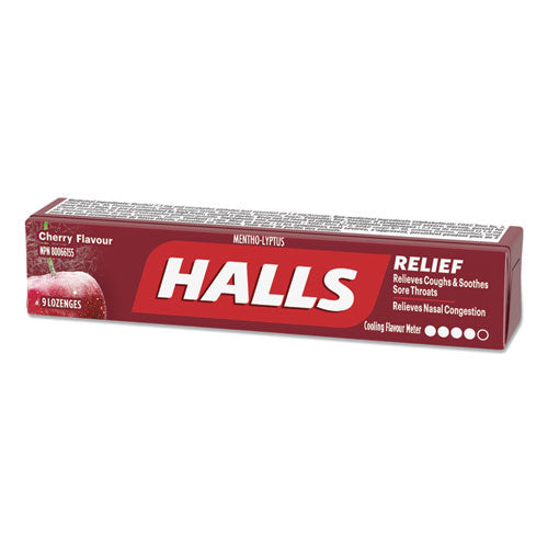 Image of HALLS Mentho-Lyptus Cough and Sore Throat Lozenges, Cherry, 9/Pack, 20 Packs/Box