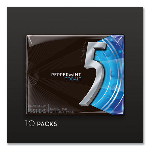 Image of Wrigley's® 5 Gum, Peppermint Cobalt, 15 Sticks/pack, 10 Packs/box