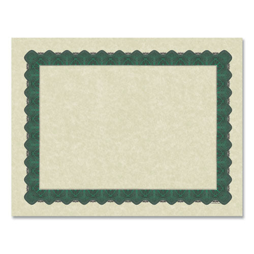 Image of Great Papers!® Metallic Border Certificates, 11 X 8.5, Ivory/green With Green Border, 100/pack