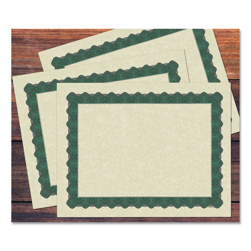 Image of Great Papers!® Metallic Border Certificates, 11 X 8.5, Ivory/green With Green Border, 100/pack