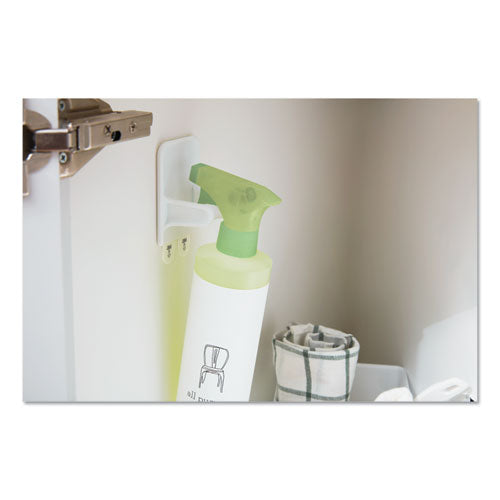 Image of Command Spray Bottle Holder, 2.34w x 1.69d x 3.34h, White, 2 Hangers/4 Strips/Pack