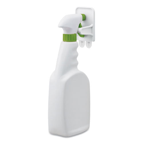 Image of Command Spray Bottle Holder, 2.34w x 1.69d x 3.34h, White, 2 Hangers/4 Strips/Pack