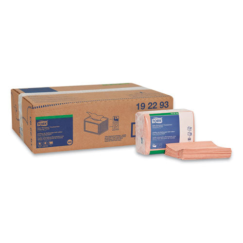 Image of Tork® Small Pack Foodservice Cloth, 1-Ply, 11.75 x 14.75, Unscented, Red/Red Stripe, 50/Poly Pack, 4 Packs/Carton
