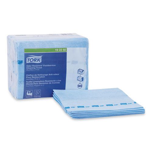 Image of Tork® Small Pack Foodservice Cloth, 1-Ply, 11.75 x 14.75, Unscented, Blue/Blue Stripe, 50/Poly Pack, 4 Packs/Carton