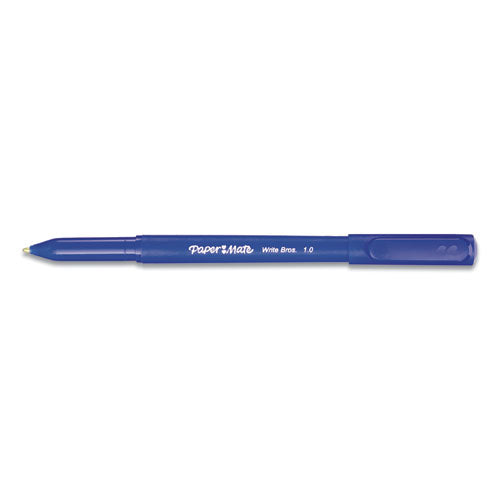 Image of Paper Mate® Write Bros. Ballpoint Pen, Stick, Medium 1 Mm, Blue Ink, Blue Barrel, Dozen