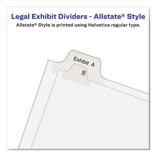 Image of Avery® Preprinted Legal Exhibit Side Tab Index Dividers, Allstate Style, 10-Tab, 4, 11 X 8.5, White, 25/pack
