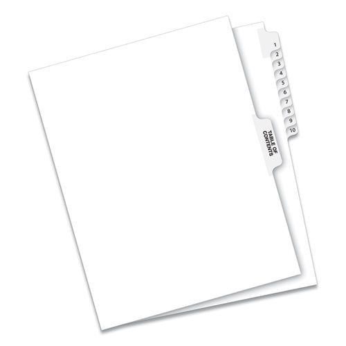 Image of Avery® Preprinted Legal Exhibit Side Tab Index Dividers, Avery Style, 11-Tab, 1 To 10, 11 X 8.5, White, 1 Set