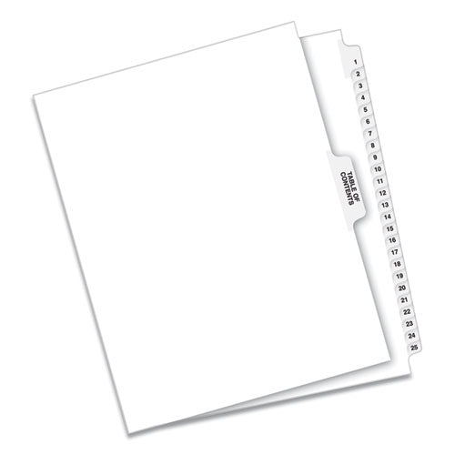 Image of Avery® Preprinted Legal Exhibit Side Tab Index Dividers, Avery Style, 25-Tab, 1 To 25, 11 X 8.5, White, 1 Set