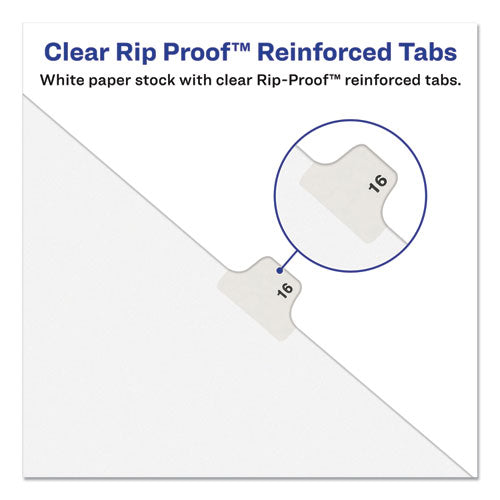 Image of Avery® Preprinted Legal Exhibit Side Tab Index Dividers, Avery Style, 25-Tab, Table Of Contents, 11 X 8.5, White, 25/pack