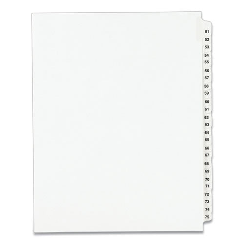 Image of Avery® Preprinted Legal Exhibit Side Tab Index Dividers, Avery Style, 25-Tab, 51 To 75, 11 X 8.5, White, 1 Set, (1332)