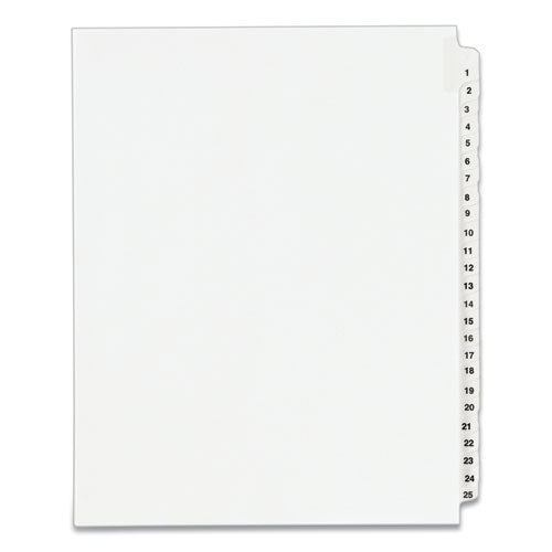 Image of Avery® Preprinted Legal Exhibit Side Tab Index Dividers, Avery Style, 25-Tab, 1 To 25, 11 X 8.5, White, 1 Set, (1330)
