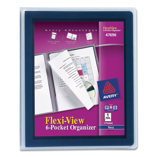 Image of Avery® Flexi-View Six-Pocket Polypropylene Organizer, 150-Sheet Capacity, 11 X 8.5, Translucent/navy