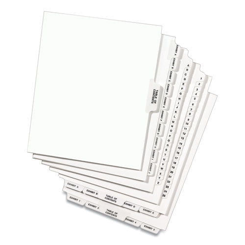 Image of Avery® Preprinted Legal Exhibit Side Tab Index Dividers, Avery Style, 10-Tab, 6, 11 X 8.5, White, 25/pack