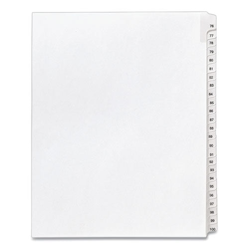 Image of Avery® Preprinted Legal Exhibit Side Tab Index Dividers, Allstate Style, 25-Tab, 76 To 100, 11 X 8.5, White, 1 Set, (1704)