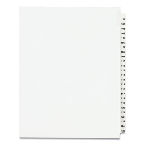 Image of Avery® Preprinted Legal Exhibit Side Tab Index Dividers, Avery Style, 25-Tab, 101 To 125, 11 X 8.5, White, 1 Set, (1334)