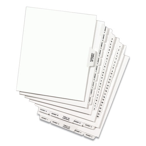 Image of Avery® Preprinted Legal Exhibit Side Tab Index Dividers, Avery Style, 26-Tab, A To Z, 11 X 8.5, White, 1 Set, (1400)