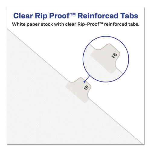 Image of Avery® Preprinted Legal Exhibit Side Tab Index Dividers, Avery Style, 10-Tab, 5, 11 X 8.5, White, 25/pack