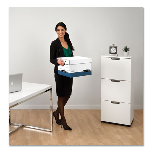 Image of Bankers Box® Presto Ergonomic Design Storage Boxes, Letter/legal Files, 12.88" X 16.5" X 10.38", White/blue, 12/carton