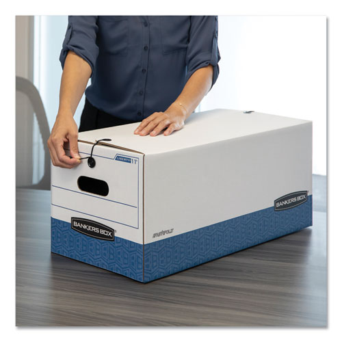 Image of Bankers Box® Liberty Heavy-Duty Strength Storage Boxes, Legal Files, 15.25" X 24.13" X 10.75", White/blue, 4/carton