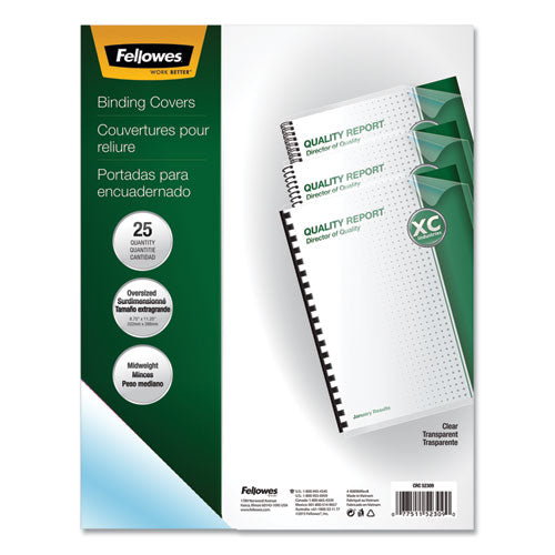Image of Fellowes® Crystals Transparent Presentation Covers for Binding Systems, Clear, with Round Corners, 11.25 x 8.75, Unpunched, 25/Pack